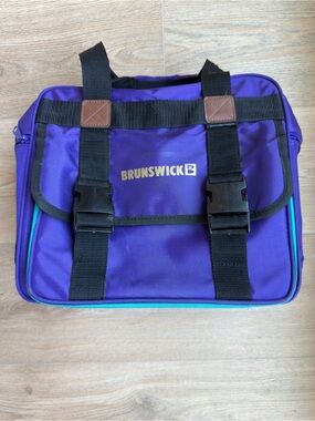Vintage 90s Brunswick Bowling Bag Purple Teal Retro Bowling Core Gym Travel Tote